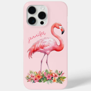 Coque Case-Mate iPhone Flamant rose avec fleurs tropicales