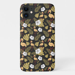 Case-Mate iPhone Case Flamant rose continu motif fleurs jaune et blanc