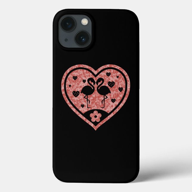 Coques Case-Mate iPhone Flamant rose de coeur texturé Amour Coque-coque ip (Verso)