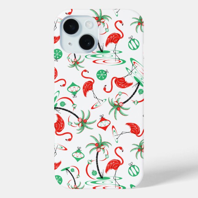 Coques Case-Mate iPhone Flamant rose de Noël rouge Multi iPhone (Verso)