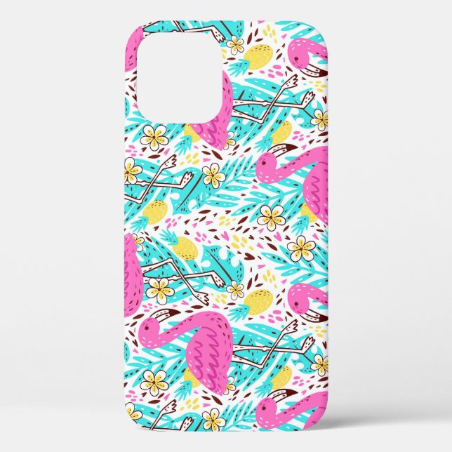 Coques Case-Mate iPhone Flamant rose d'été tropical : éléments Motifs lumi (Verso)