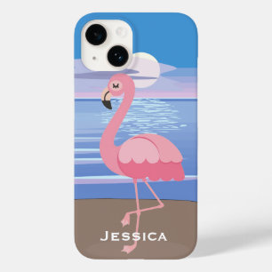 Coque Case-Mate iPhone Flamant rose d'île tropicale personnalisée