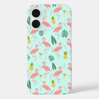 Coque Pour iPhone 16 Flamant rose et ananas - Motif d'été