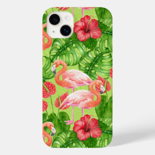 Coque Case-Mate iPhone Flamant rose et plantes tropicaux
