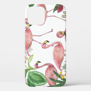 Case-Mate iPhone Case Flamant rose Feuilles tropicaux Motif aquarelle