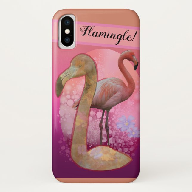 Coques Case-Mate iPhone Flamant rose floral flamand (Dos)