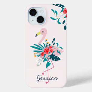 Coque Case-Mate iPhone Flamant rose floral tropical mignon