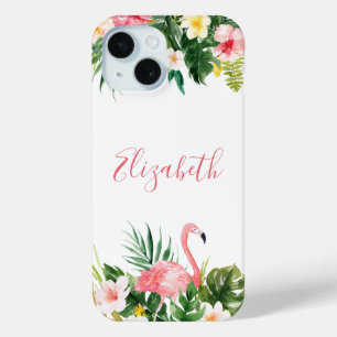 Coque Case-Mate iPhone Flamant rose floral tropical personnalisé