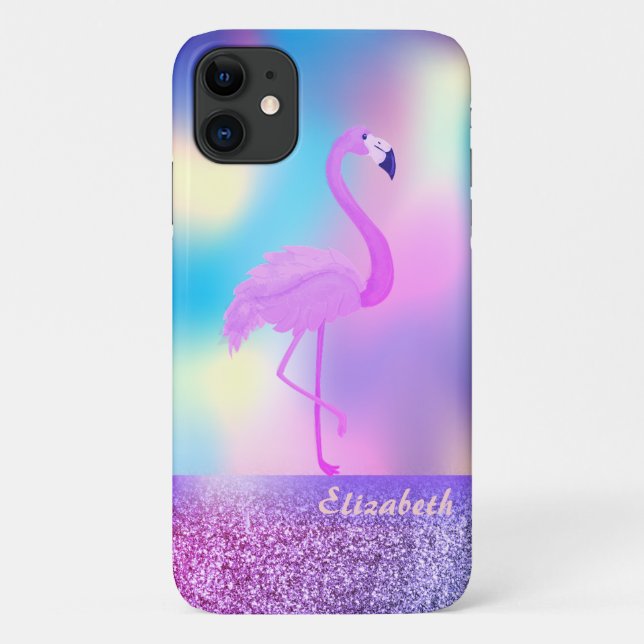 Coques Case-Mate iPhone Flamant Rose Holographique Moderne et Élégant (Dos)