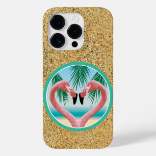 Coque Case-Mate iPhone Flamant rose Love (Saint-Valentin tropical) Coque-