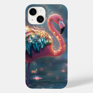 Coque Case-Mate iPhone Flamant rose magique Imaginaire Art avec plume col