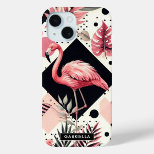 Coque Case-Mate iPhone Flamant rose mignon géométrique