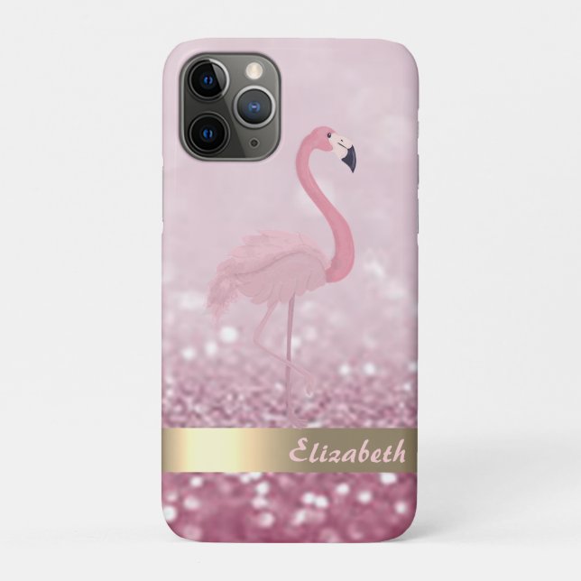 Coques Case-Mate iPhone Flamant Rose Moderne Paillettes Bokeh - Personnali (Dos)