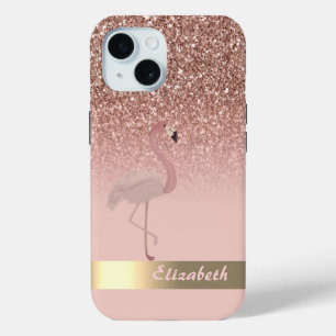 Coque Case-Mate iPhone Flamant Rose Moderne Paillettes Sequins
