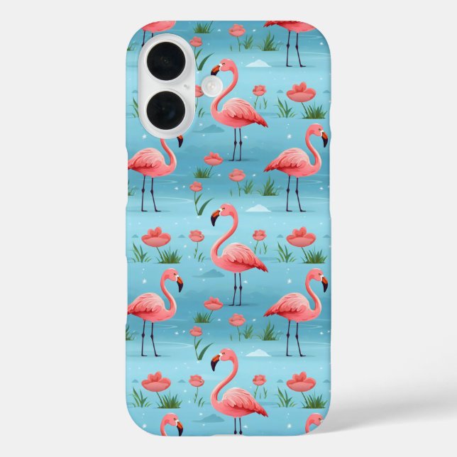 Coques Case-Mate iPhone Flamant rose Motif d'eau bleu (Verso)