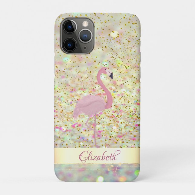 Coques Case-Mate iPhone Flamant Rose Paillettes Bokeh Confettis (Dos)