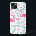 Coques Pour iPhone Flamant rose rose et fleurs tropicales G7<br><div class="desc">Flamants roses et fleurs tropicales et feuilles sans soudure motif G7</div>