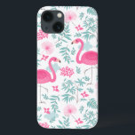 Coques Pour iPhone Flamant rose rose et fleurs tropicales G7<br><div class="desc">Flamants roses et fleurs tropicales et feuilles sans soudure motif G7</div>