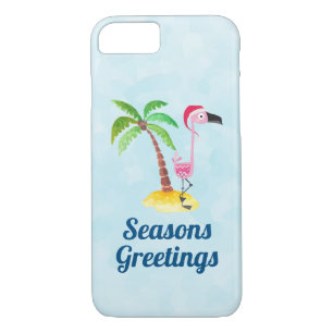 Case-Mate iPhone Case Flamant rose rose Joyeuses Fêtes à Santa Hat