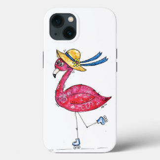 Case-Mate iPhone Case Flamant rose rose mignon et capricieux sur patins