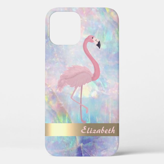 Coques Case-Mate iPhone Flamant rose rose mou moderne Holographique Optiqu (Verso)