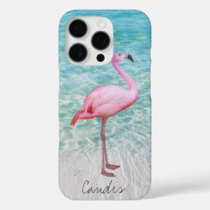 Coque iPhone 16 Pro Flamant rose rose Tropical Beach Modern Ajouter Vo