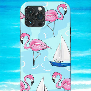 Case-Mate iPhone Case Flamant rose rose tropical Blue Voilier Preppy