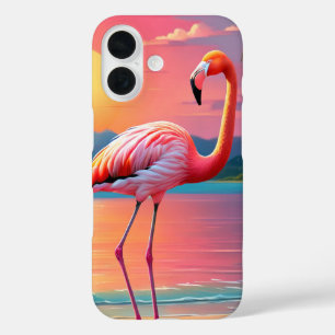 Coque Pour iPhone 16 Flamant rose Sunset Tropical Beach