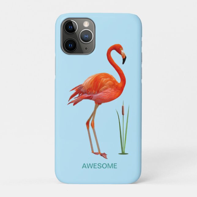Coques Case-Mate iPhone Flamant rose sur fond bleu clair (Dos)
