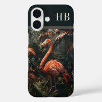 Flamant rose tropical Monogramme Jungle Personnali