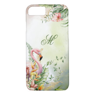 Case-Mate iPhone Case Flamant rose tropique Rose Floral Aquarelle Monogr