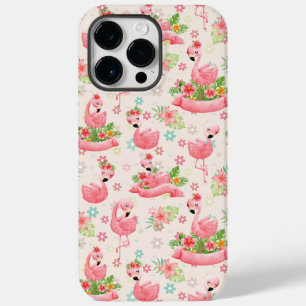 Coque Case-Mate iPhone Flamants mignons et fleurs tropicales