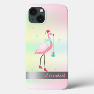 Case-Mate iPhone Case Flamants rose chapeau de Père Noël holographique