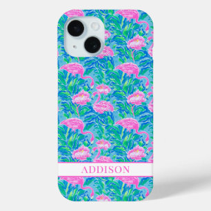 Coque Case-Mate iPhone Flamants Rose Monogrammés Aquarelle