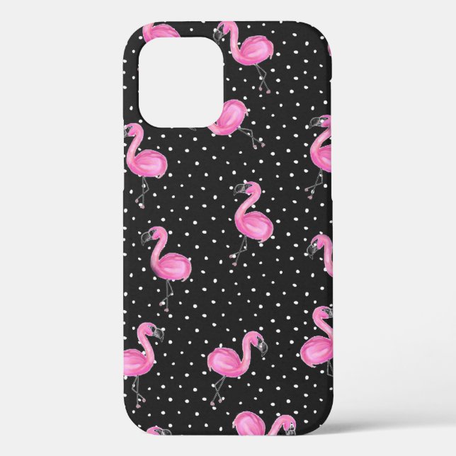 Coques Case-Mate iPhone flamants roses à pois (Verso)