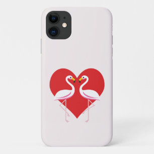 Case-Mate iPhone Case Flamants roses blancs mignons rose avec coeur roug