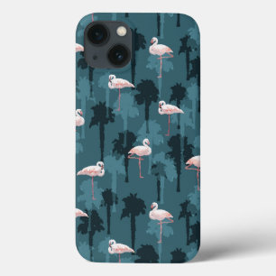 Coque Case-Mate iPhone Flamants roses en pastel sur Teal