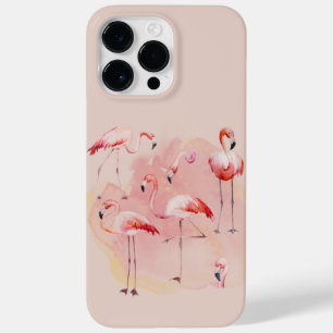 Coque Case-Mate iPhone Flamants roses et arrière - plan rose