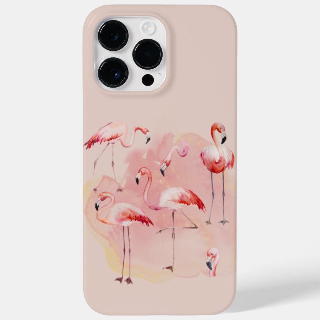 Coques Case-Mate iPhone Flamants roses et arrière - plan rose (Verso)