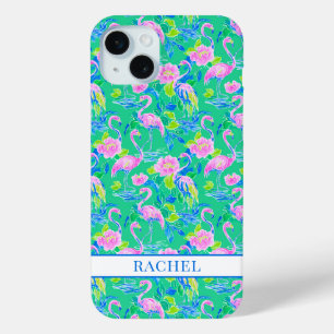 Coque Case-Mate iPhone Flamants Roses Monogrammés