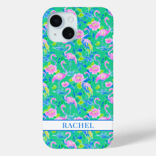Coque Case-Mate iPhone Flamants Roses Monogrammés