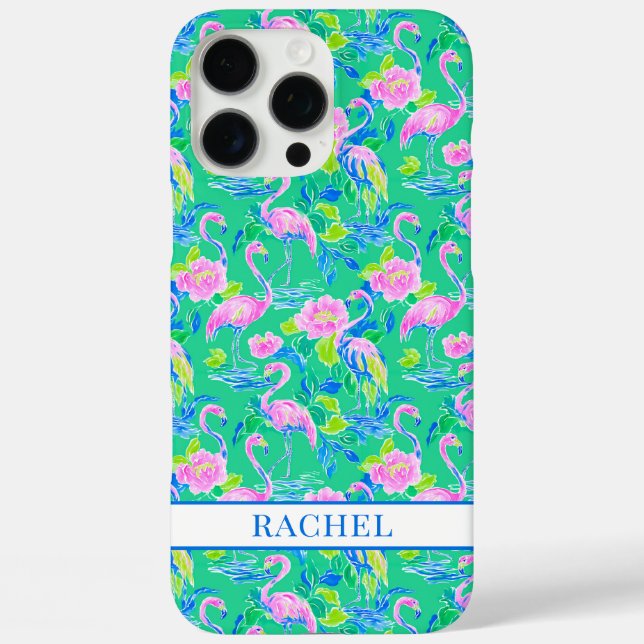 Coques Case-Mate iPhone Flamants Roses Monogrammés (Verso)