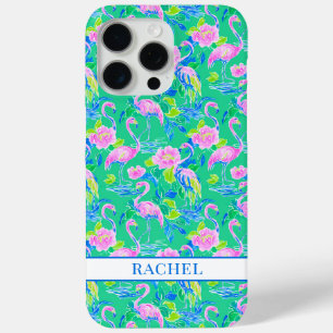 Coque Case-Mate iPhone Flamants roses monogrammés