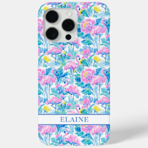 Coque Case-Mate iPhone Flamants roses monogrammes aquarelle