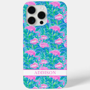 Coque Case-Mate iPhone Flamants Roses Monogrammes Aquarelle