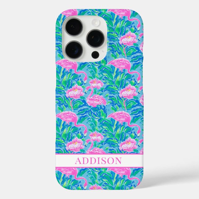 Coques Case-Mate iPhone Flamants Roses Monogrammes Aquarelle (Verso)