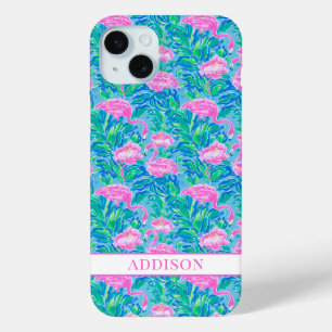 Coque Case-Mate iPhone Flamants Roses Monogrammes Aquarelle