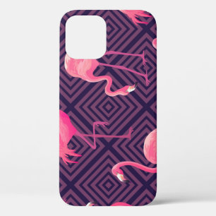 Case-Mate iPhone Case Flamants vintages, arrière - plan géométrique viol