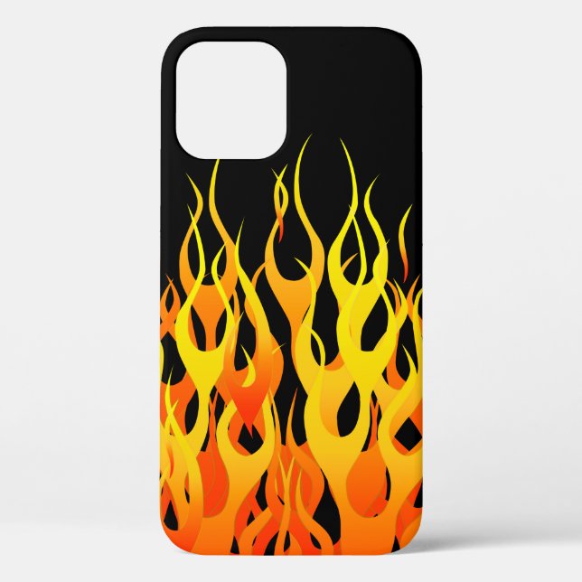 Coques Case-Mate iPhone Flames de course classique sur noir (Verso)