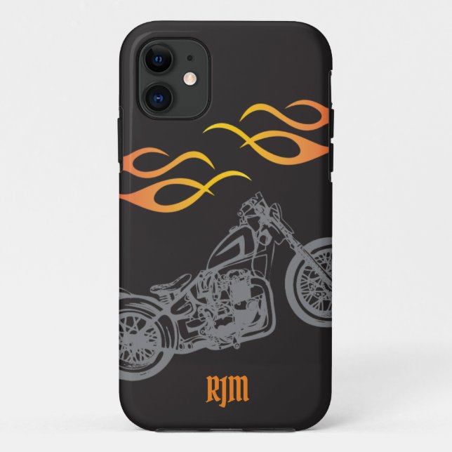 Coques Case-Mate iPhone Flames de moto et de moto orange (Dos)